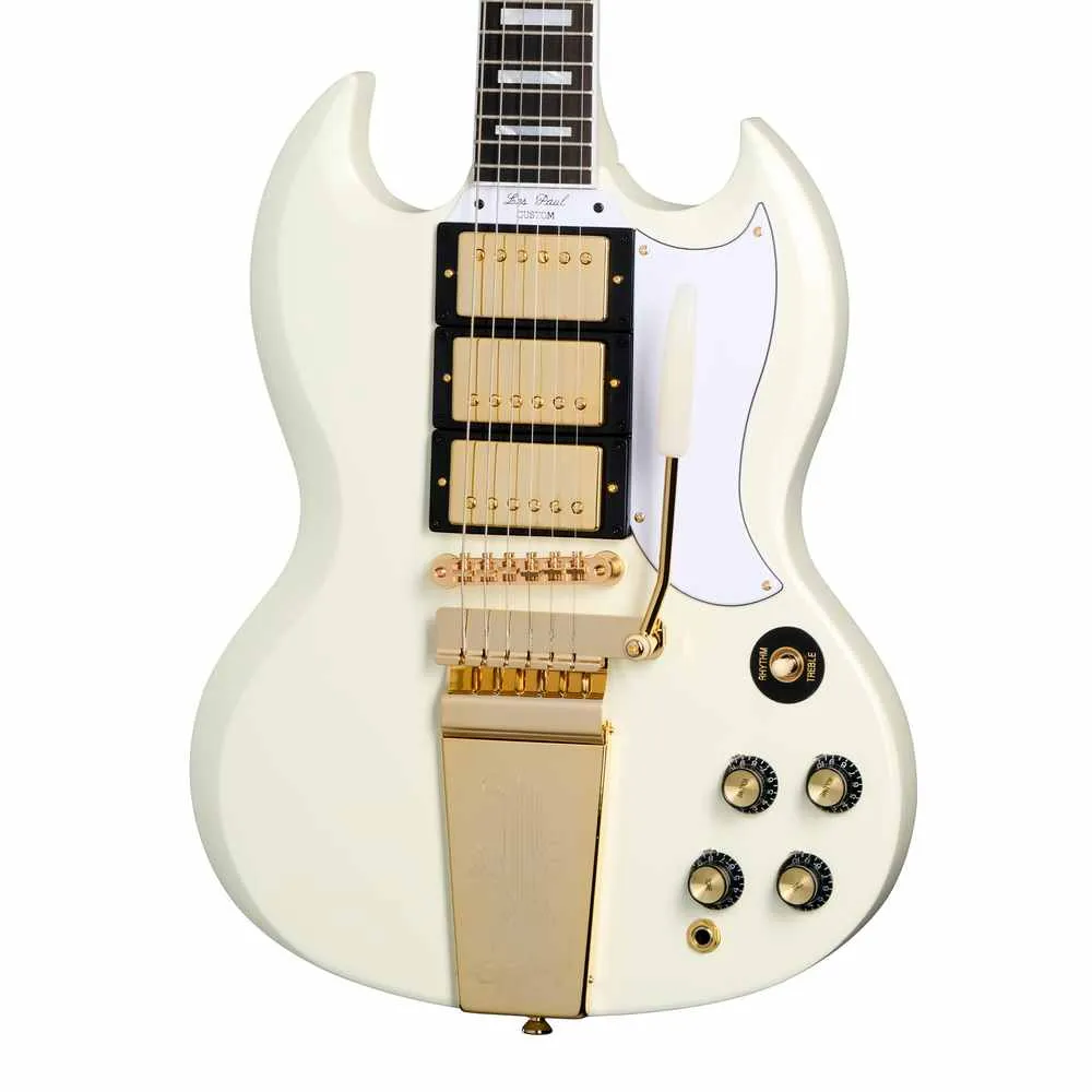 Epiphone ECSGC63CWVGM1 - Guitarra Eléctrica 1963 Les Paul SG Custom with Maestro - Classic White