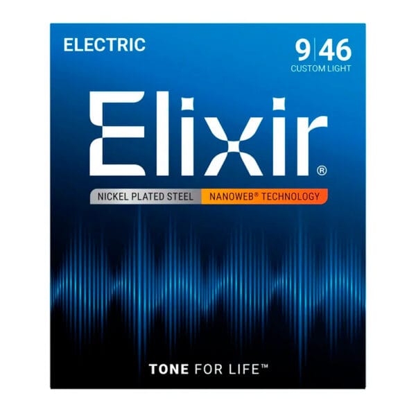 12027 Cuerdas Elixir para Guitarra Eléctrica_ Calibre Custom Light (.009 - .046) NANOWEB-1