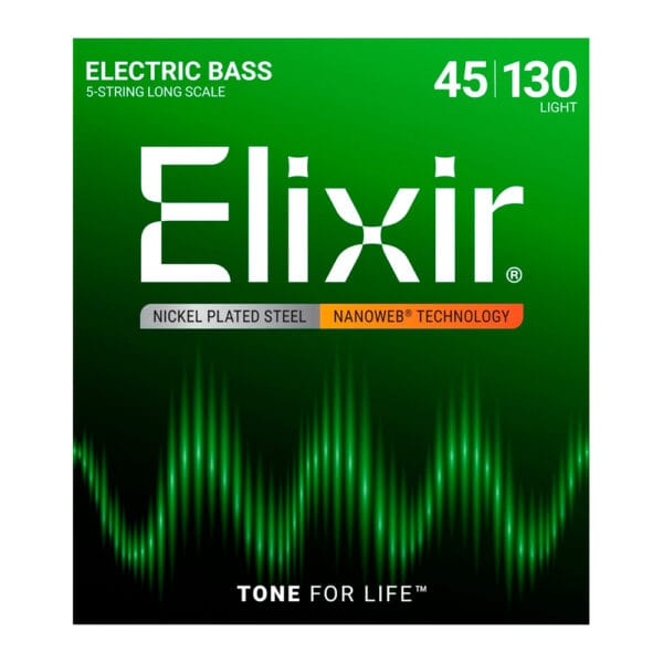 14202 Cuerdas Elixir para Bajo Eléctrico (5 Cuerdas)_ Calibre Light .045 - .130 NANOWEB-1