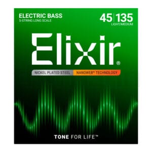 ELIXIR 14207- Cuerdas para Bajo de 5 Cuerdas NANOWEB (.045 - .135)