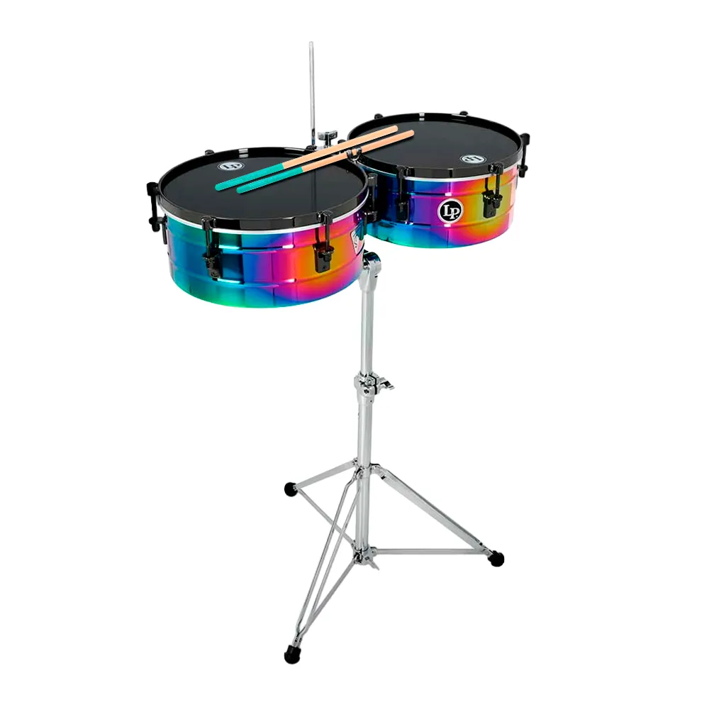 Pack Signature Tony Succar LP257-TS Rainbow Timbales + Baquetas LS-TS