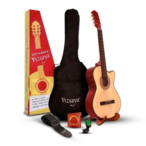 Pack de Guitarra Acústica Vizcaya con Funda, Afinador, Cuerdas y Atril